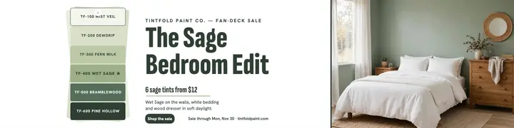 Tintfold sage bedroom paint sale banner template