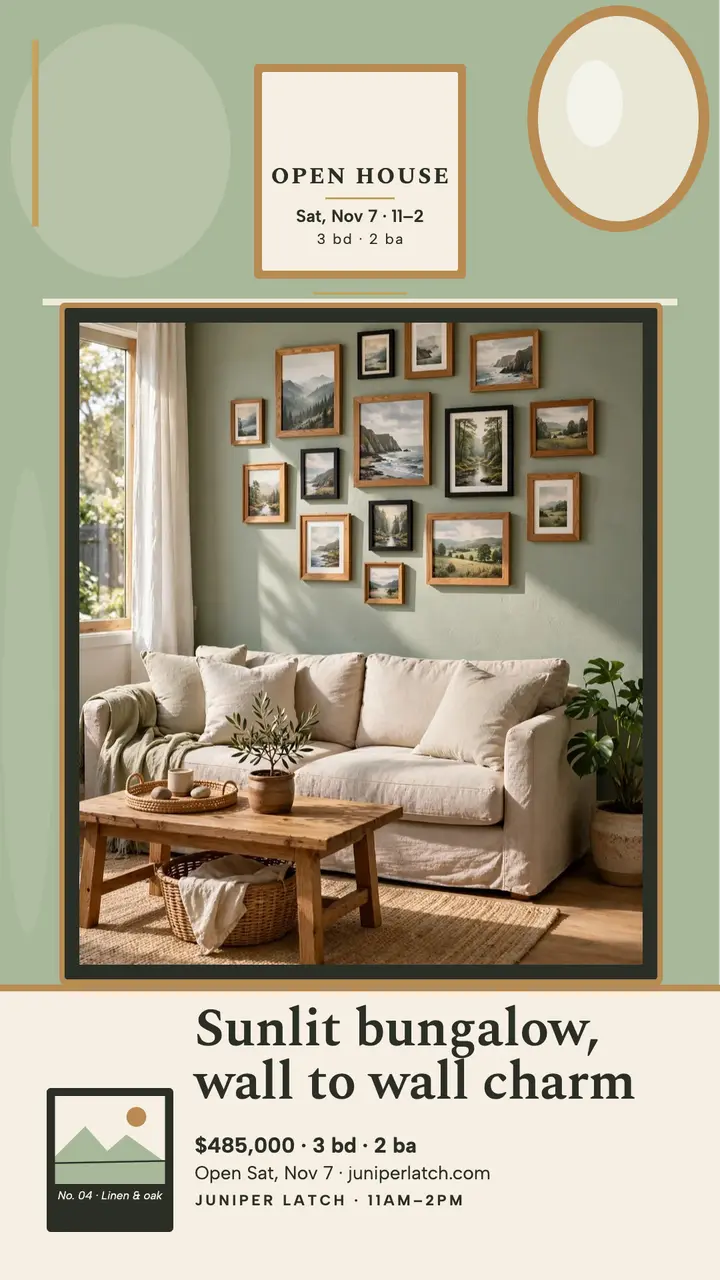 Sunlit bungalow gallery wall story template