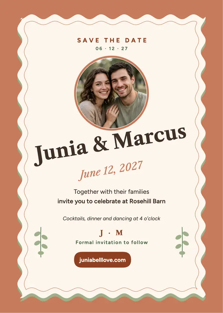 Junia and Marcus sage wave save the date: save the date invitation template
