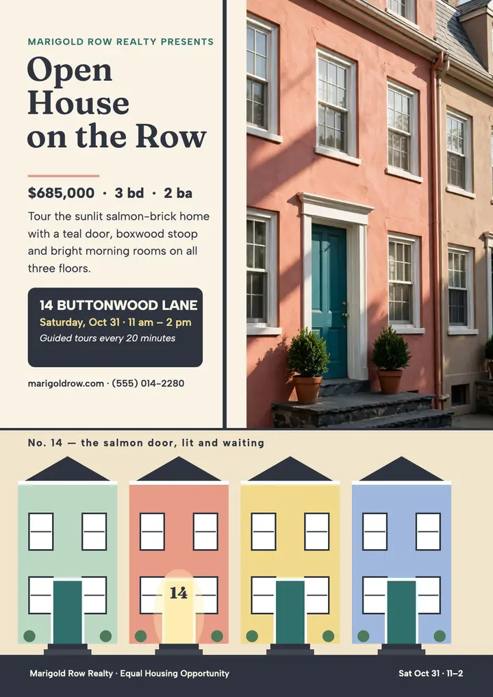 Salmon row house open house flyer template