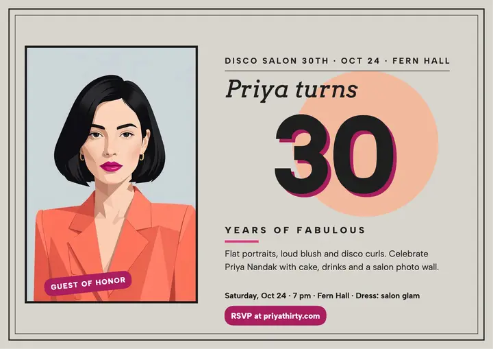 Priya salon 30th birthday certificate template