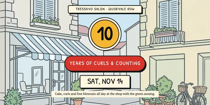 Tressavo Salon ten-year anniversary clear-line post template