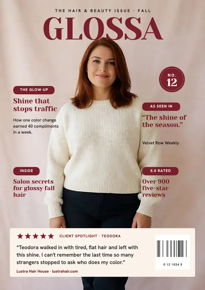Lustra Hair House client spotlight cover template