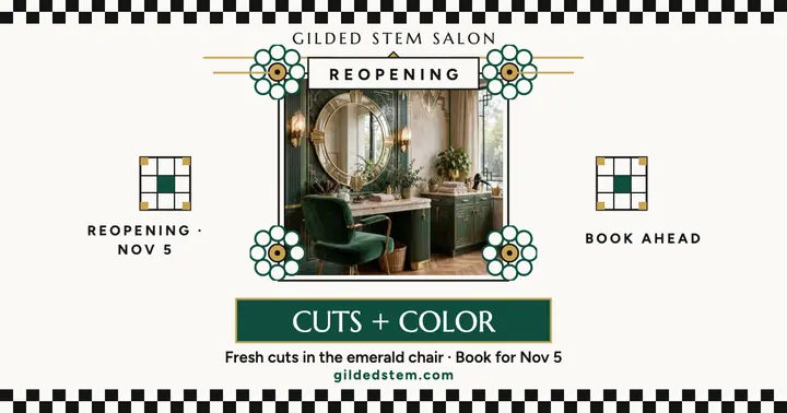 Gilded Stem Salon reopening post template
