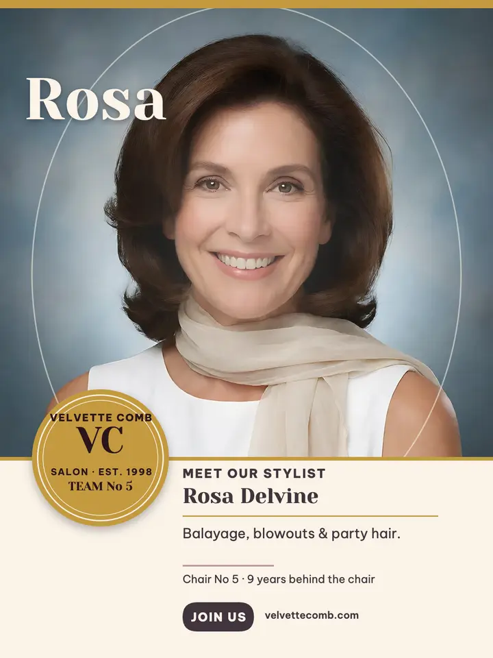 Rosa meet the stylist glamour post: salon team post template