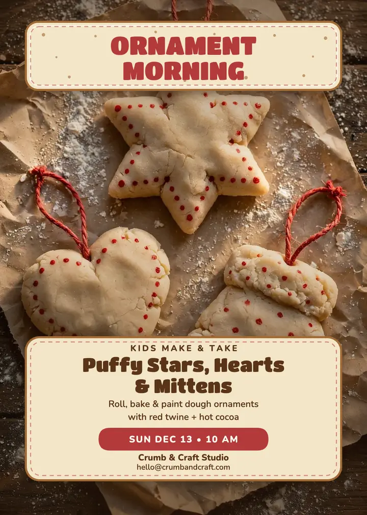Salt-dough ornament morning invitation: ornament party invitation template