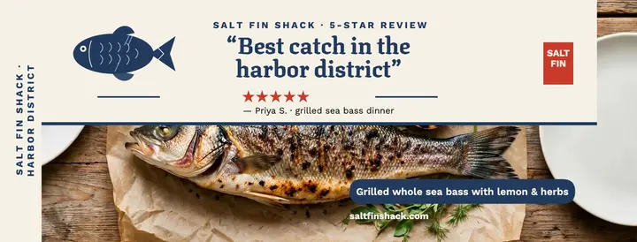 Saltfin Shack fish print review cover template