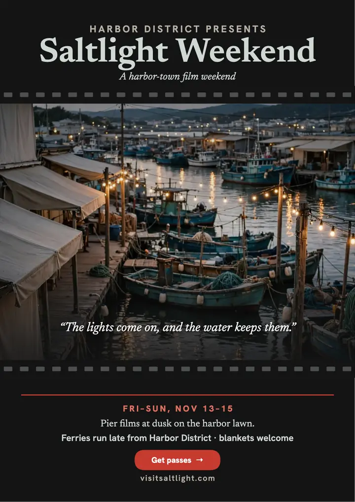 Saltlight Weekend harbor film flyer template