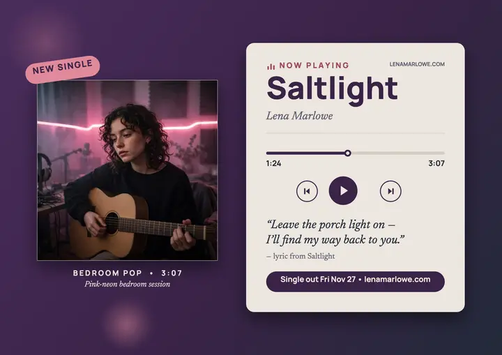 Saltlight single now playing card template