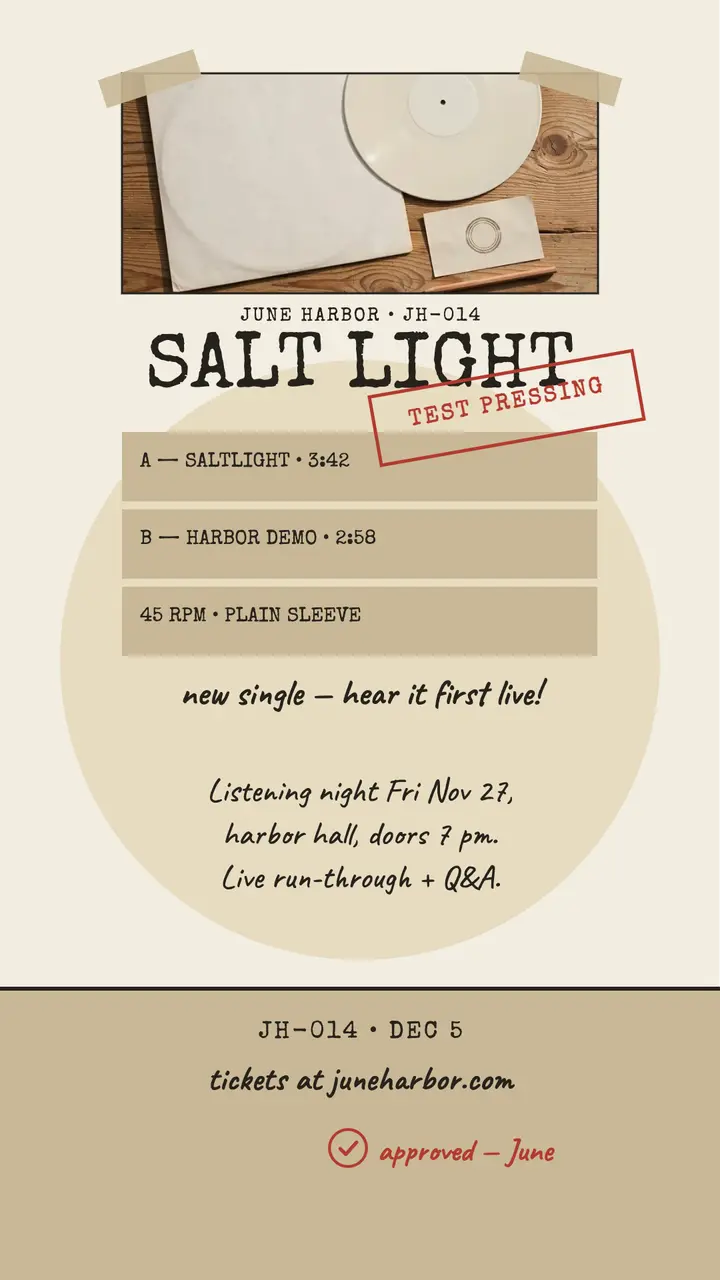 Saltlight test pressing teaser story: single teaser story template