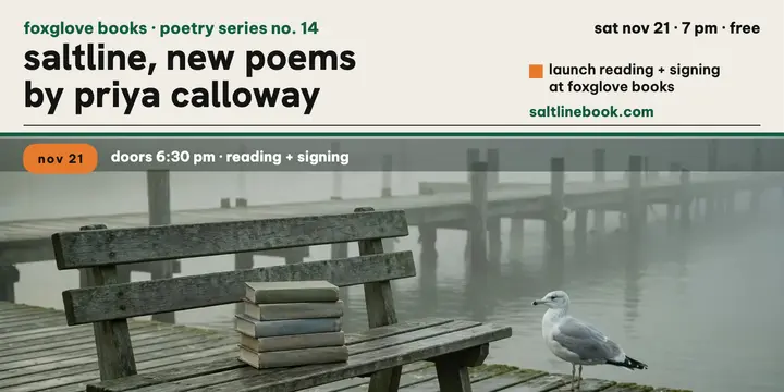 Saltline poetry launch, Foxglove Books template