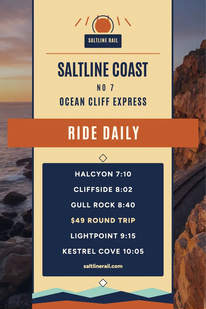 Saltline Rail coast getaway poster template