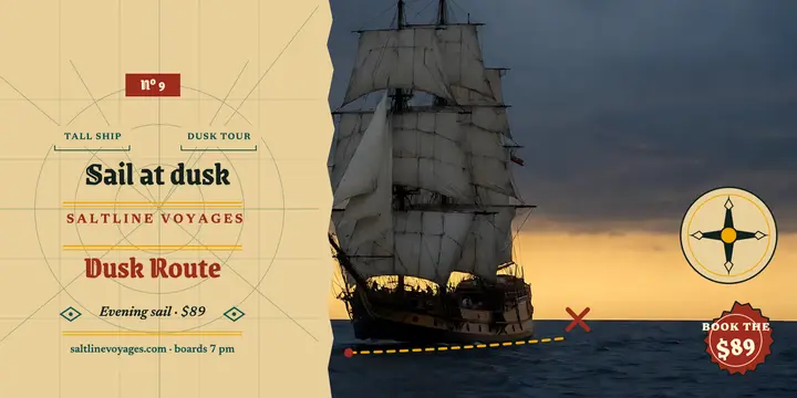 Saltline dusk voyage sailing post template