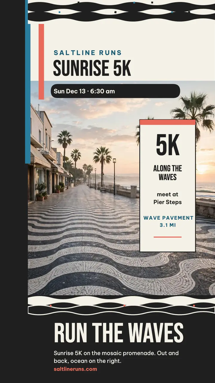 Saltline Runs sunrise promenade story template