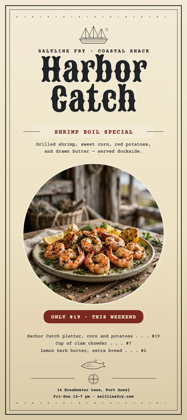 Saltline Fry harbor catch menu template