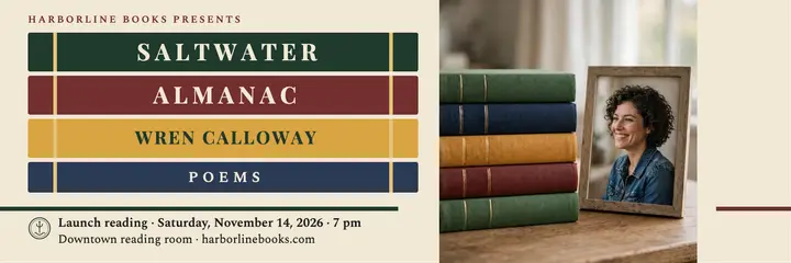 Saltwater Almanac book spines launch header template