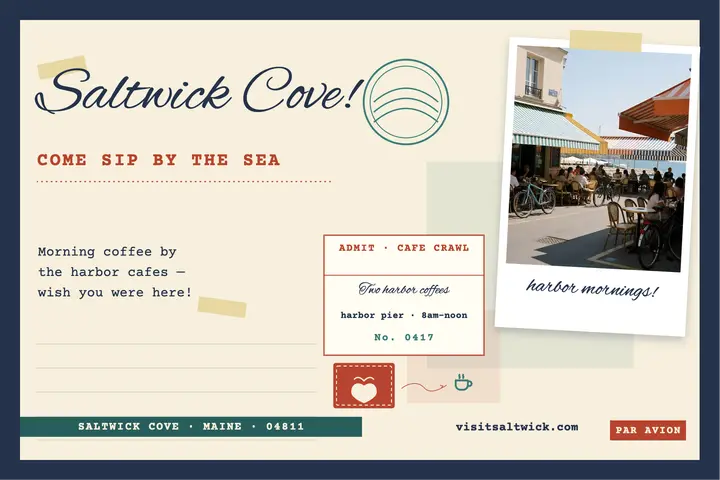 Saltwick Cove harbor postcard template