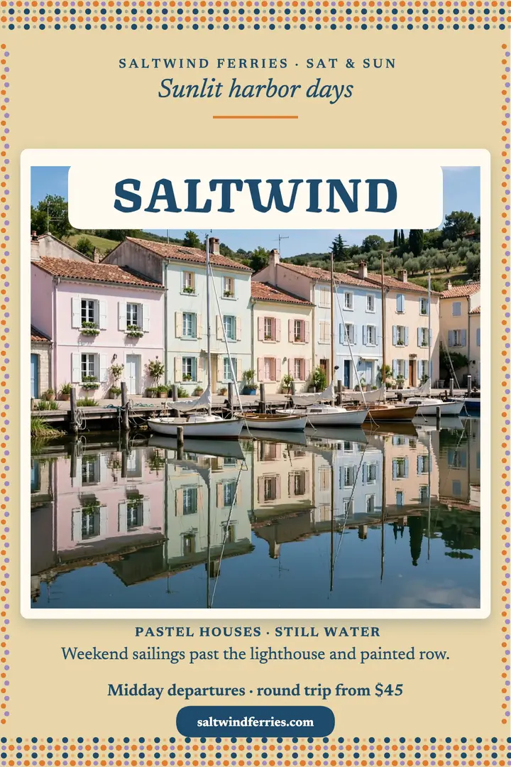Saltwind Harbor sailings dot poster template