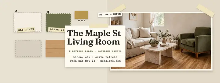 Nookline living room refresh board cover template