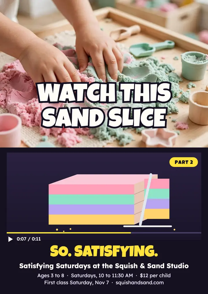 Satisfying Saturdays kinetic sand flyer template