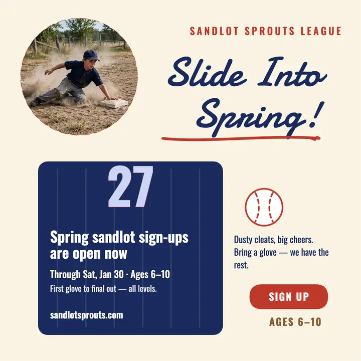 Sandlot Sprouts spring sign-up post template
