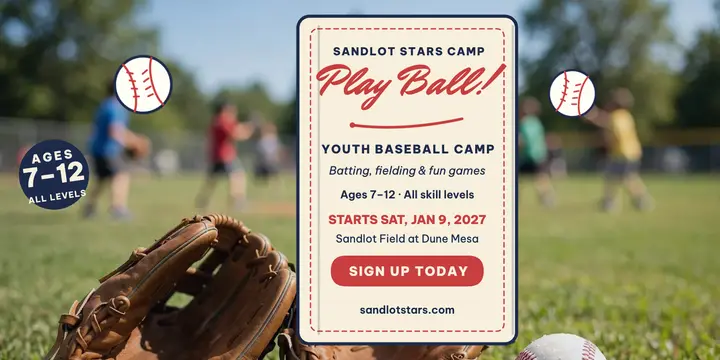 Sandlot Stars youth baseball camp post: baseball camp sign-up post template