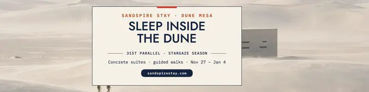 Sandspire Stay desert lodge banner template