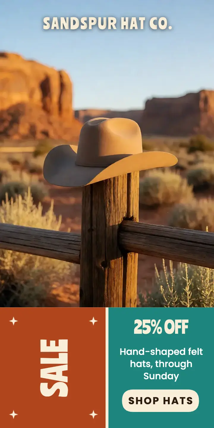 Sandspur Hat Co. felt hat sale ad template