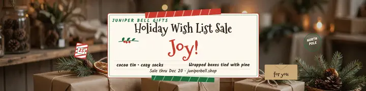 Juniper Bell holiday gift banner template