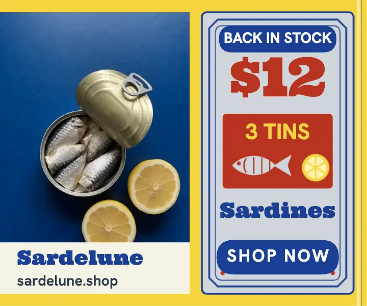 Sardelune sardines back in stock ad template