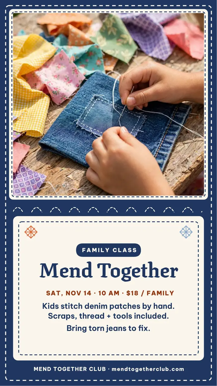 Mend Together family mending class story template