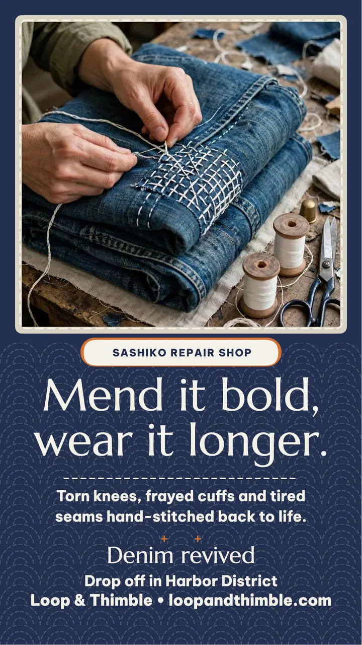Loop and Thimble sashiko mending story template
