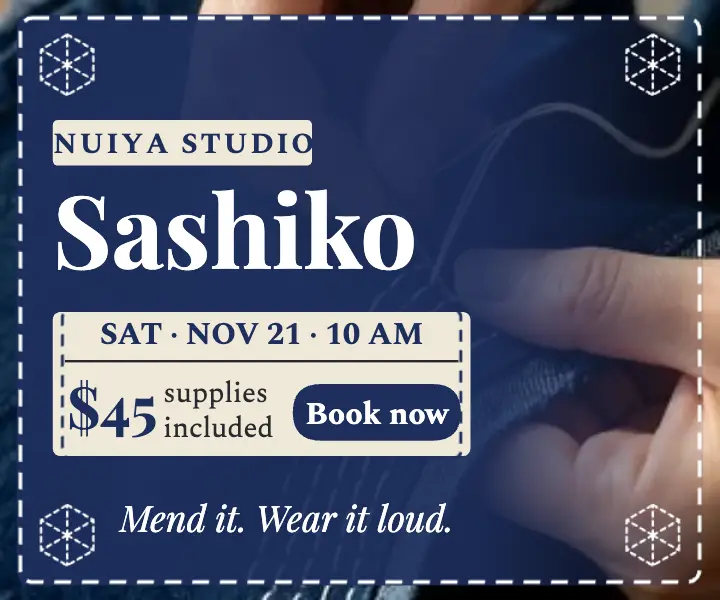 Sashiko visible mending workshop ad template