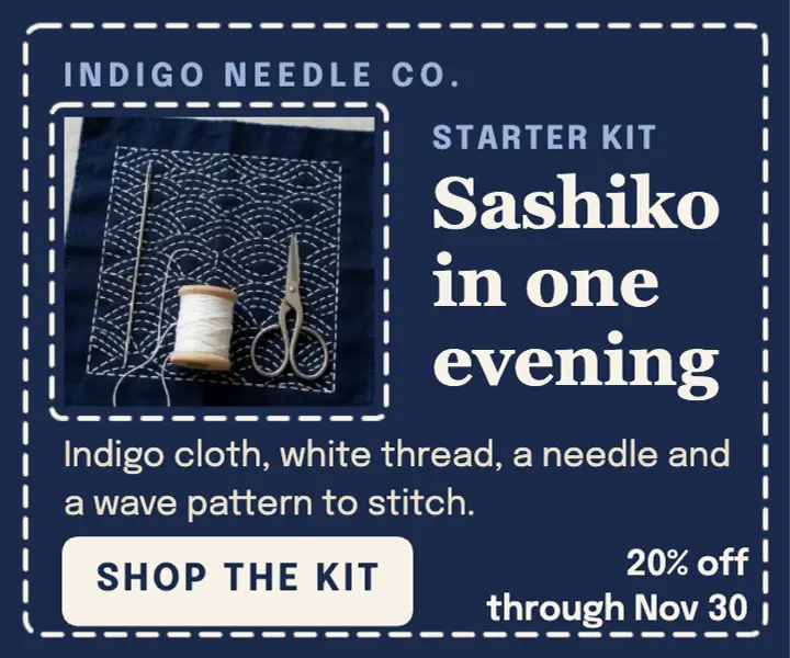 Sashiko starter kit sale ad, sashiko stitch template
