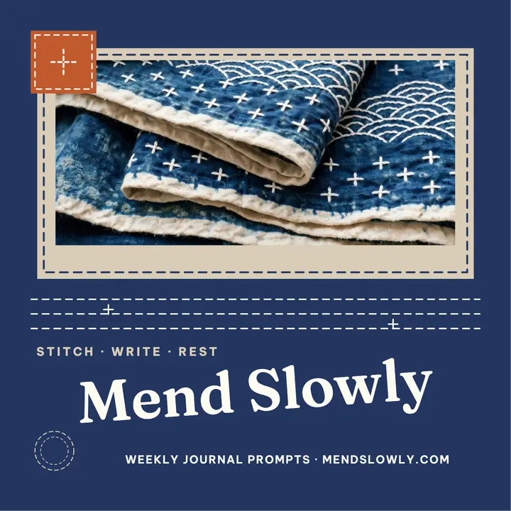 Mend Slowly sashiko podcast cover template