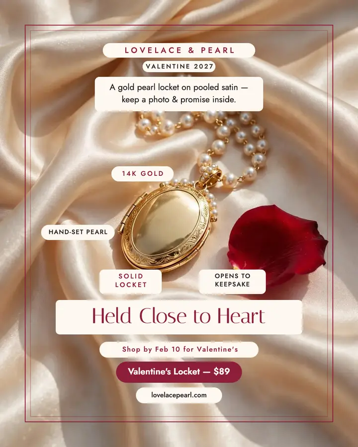 Lovelace pearl locket Valentine post template