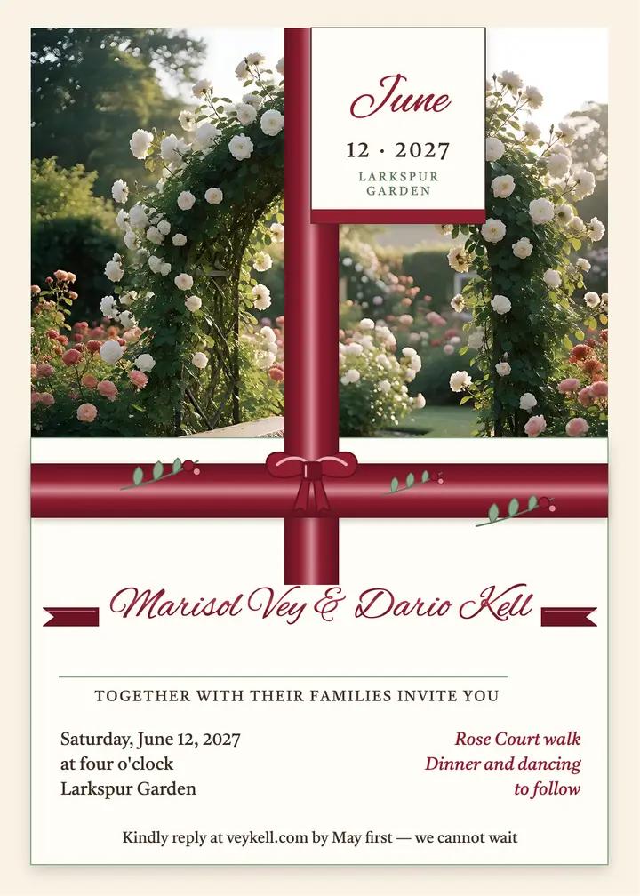 Marisol and Dario garden wedding invitation: garden wedding invitation template