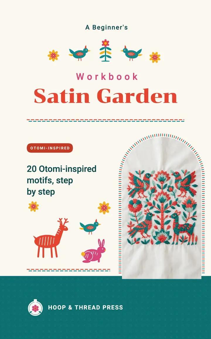 Satin stitch embroidery workbook ebook cover template