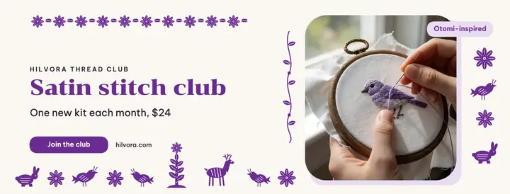 Satin stitch kit club Facebook cover, Otomi-inspired template