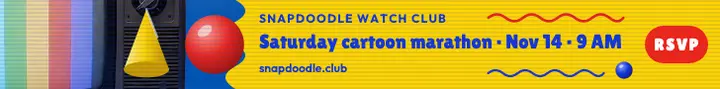 Saturday cartoon marathon watch party leaderboard ad template