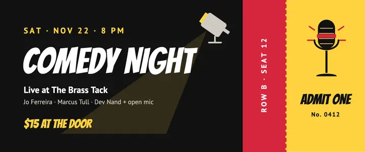 Comedy night ticket template