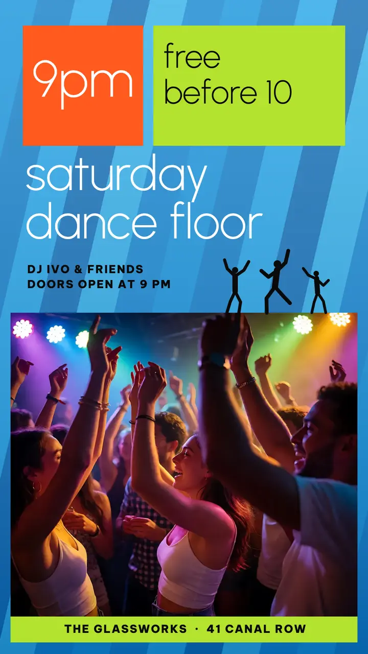 Saturday dance floor flat metro story: dance night story template