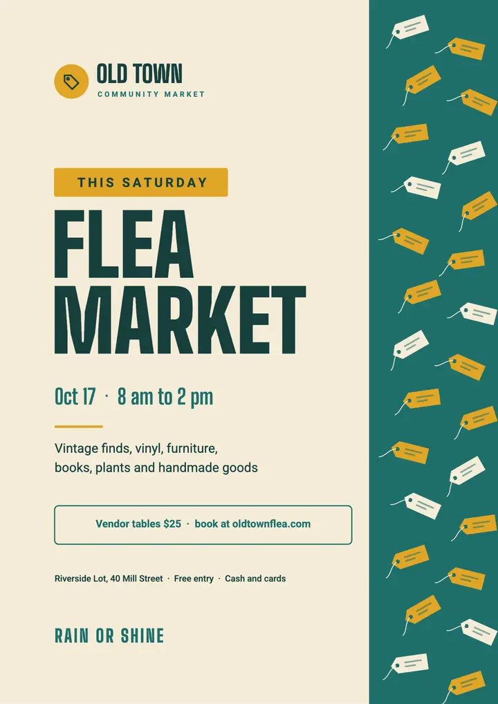 Saturday flea market flyer template