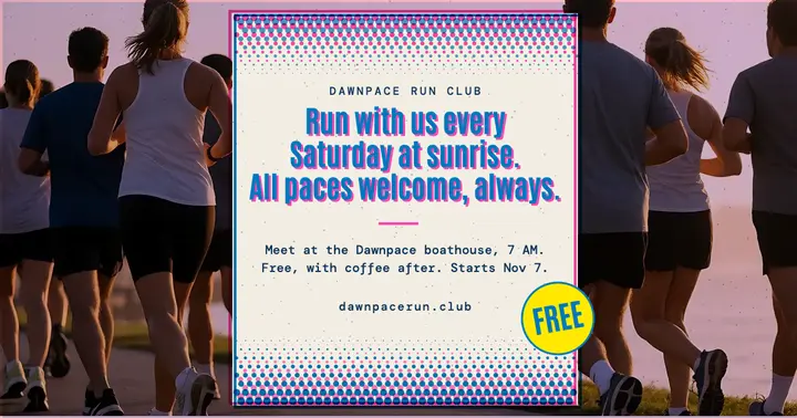 Dawnpace Run Club Saturday sunrise run risograph post template
