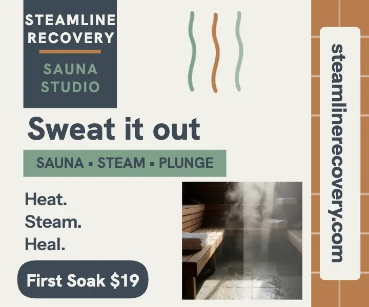 Steamline Recovery sauna ad: sauna ad template