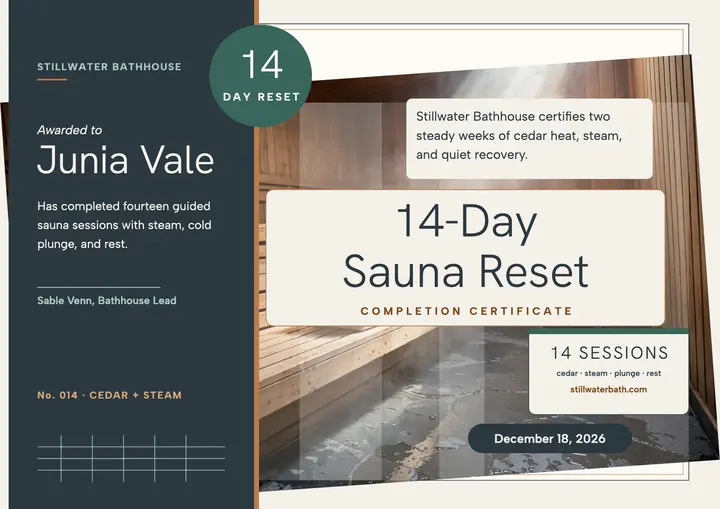 Sauna reset wellness certificate: sauna certificate template