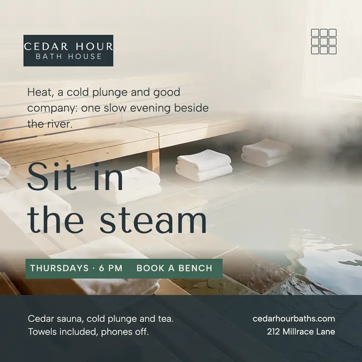 Cedar Hour sauna social post template