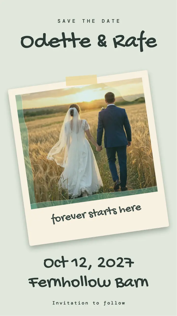Odette and Rafe save the date story template