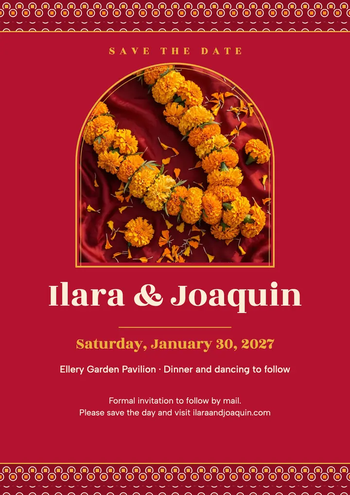 Bandhani dots save the date flyer template