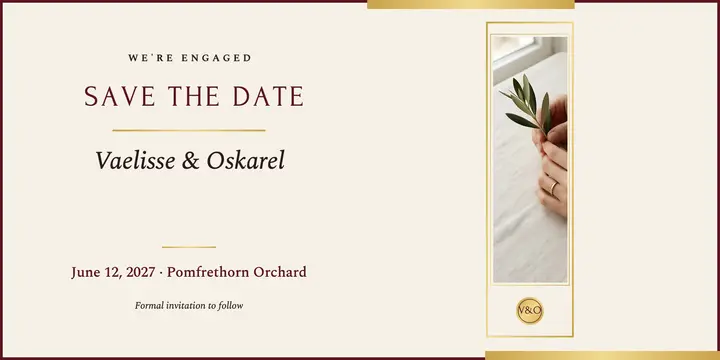 Engagement save the date, letterpress and foil template